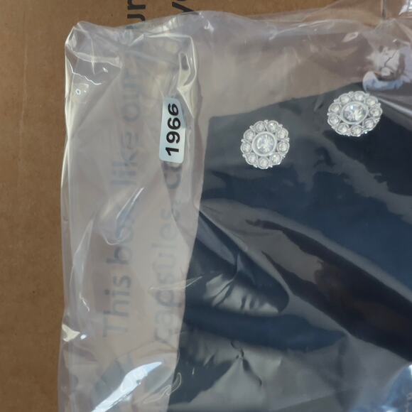 Talbots Pullover Top Woman's Large Black w/ Jeweled Button Detail Mock Neck - Picture 10 of 10